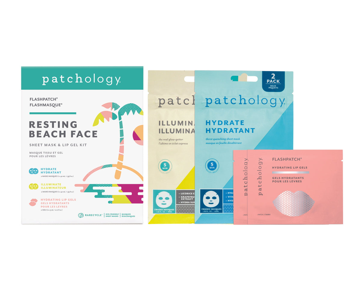 Patchology Resting Beach Face Sheet Mask & Lip Gel Kit